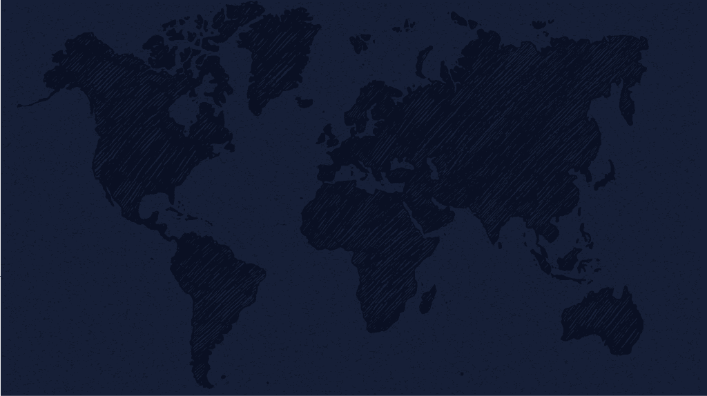 World map illustration in dark blue with sketched outlines of continents, suitable for educational or travel-related content.