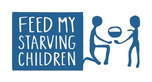FMSC Logo Logo of Feed My Starving Children, featuring two stick figure children sharing a bowl, symbolizing the organization's mission to combat childhood hunger through food packing and distribution efforts.