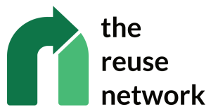 The Reuse Network Logo Logo of The Reuse Network, featuring a green arrow and bold text, representing sustainability and recycling initiatives.