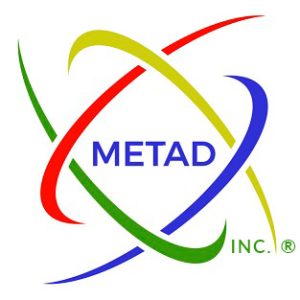METD Logo Logo of METAD Inc., featuring a dynamic design with intertwined red, yellow, green, and blue arcs, symbolizing innovation and technology.